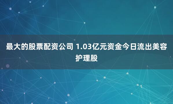 最大的股票配资公司 1.03亿元资金今日流出美容护理股